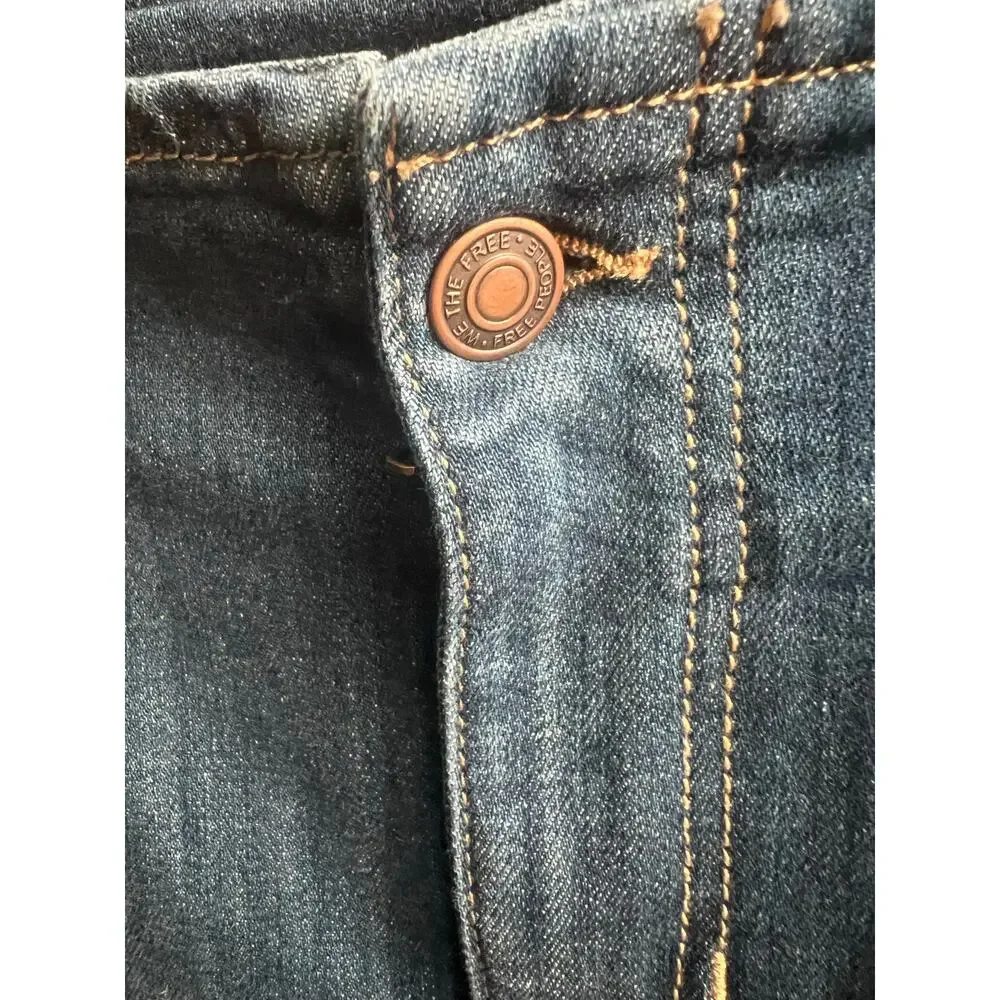 We The Free Free People Skinny Jeans Sz 25 Frayed Hem Gold Stitch
